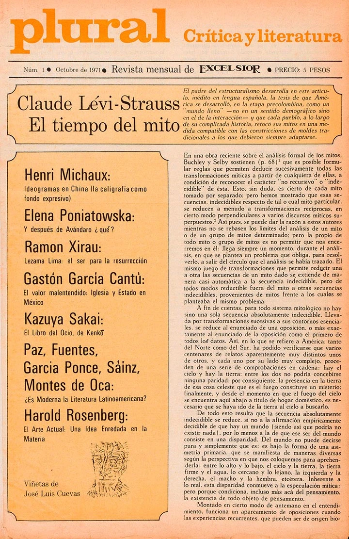 Portada de Plural, número 1, octubre de 1971